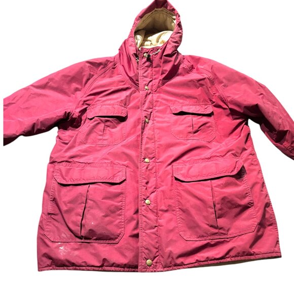 LL Bean Vintage Parka Gor Tex Coat Men’s XL Red hooded lined VTG Chore Barn - Picture 2 of 15